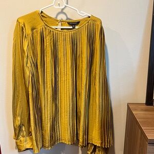 Banana Republic Mustard Yellow Pleated Blouse